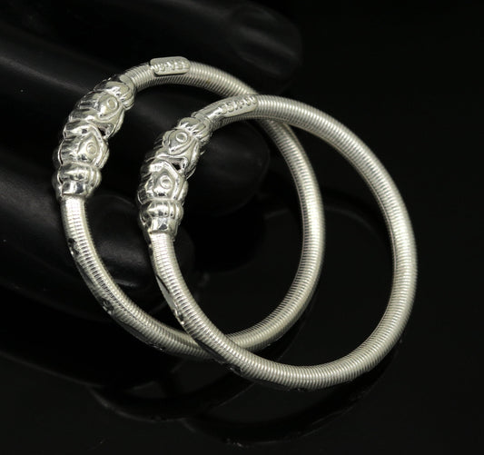 Handmade crocodile face sterling silver Traditional style bangle bracelet new born baby, fabulous customized tribal unisex kids jewelry ba80 - TRIBAL ORNAMENTS