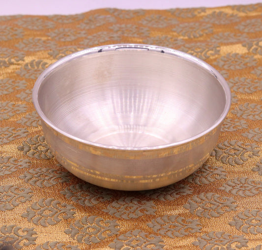 Handmade pure 999 fine silver bowl from India, high-quality silver kitchen utensil with a plain finish, by TRIBAL ORNAMENTS.