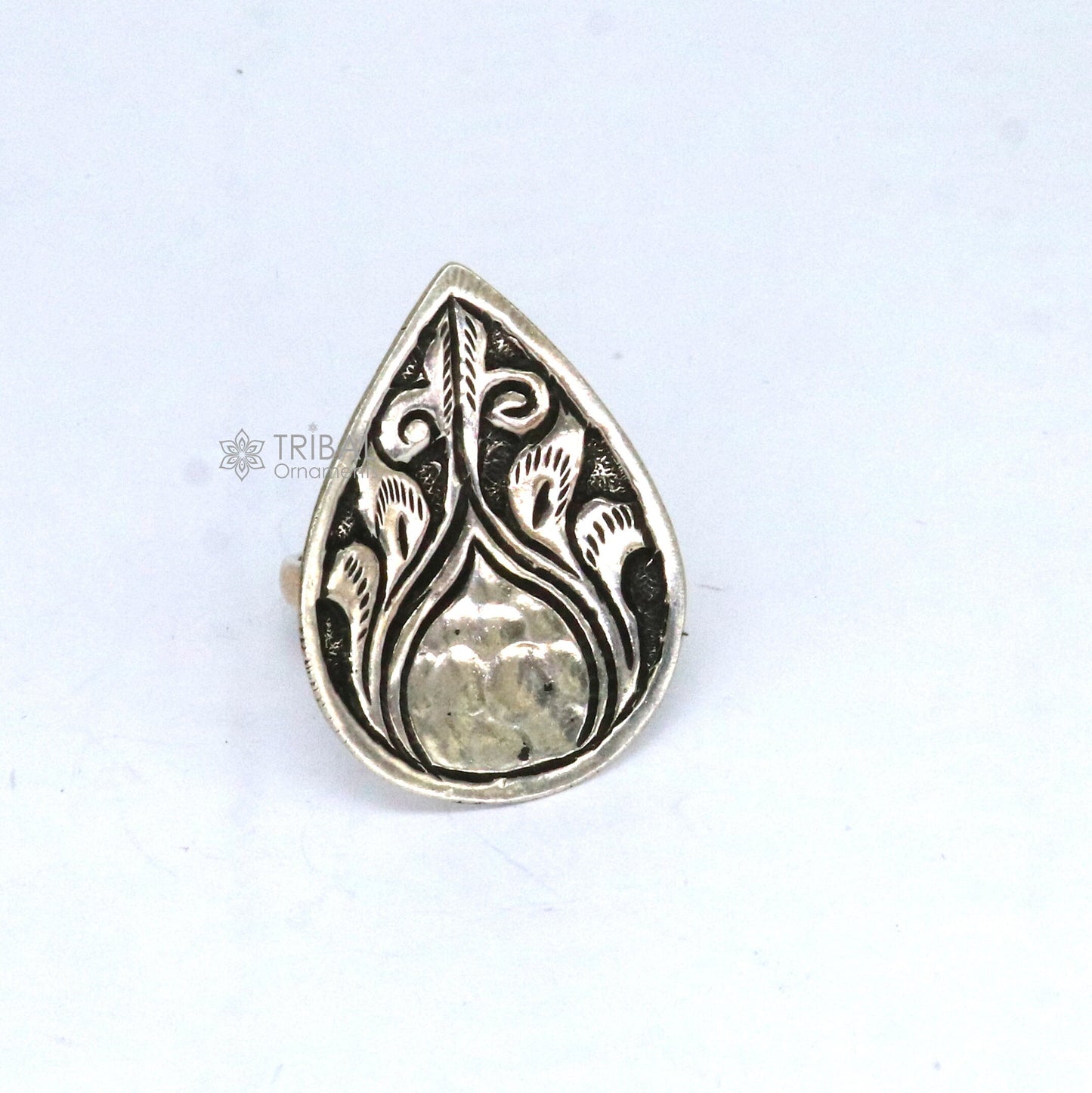 Indian Classical cultural flower design 925 sterling silver adjustable ring, best tribal ethnic jewelry Navratri jewelry sr389 - TRIBAL ORNAMENTS