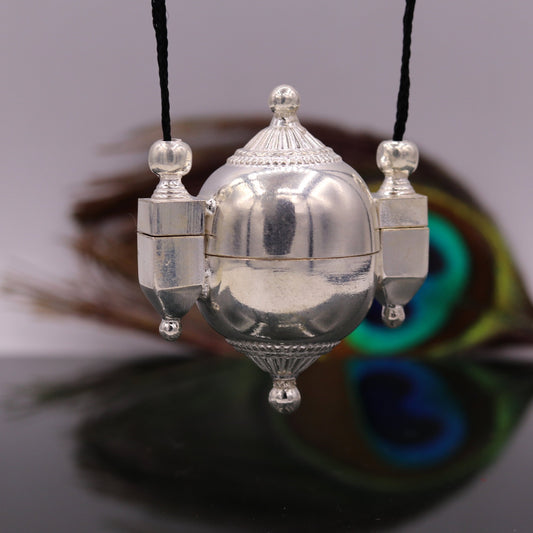 Indian lord shiva lingam box container box sterling silver pendant jewelry from rajasthan india nsp114 - TRIBAL ORNAMENTS
