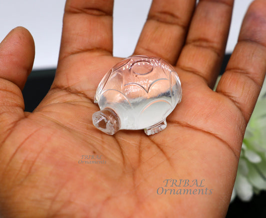 Natural sphatik crystal stone divine tortoise or turtle statue, amazing sphatik tortoise for wealth and prosperity stna31 - TRIBAL ORNAMENTS