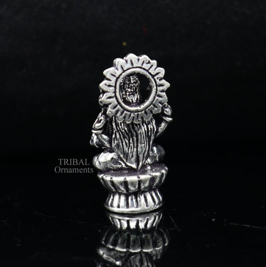 Pure 925 Sterling silver handmade Hindu Goddess Laxmi statue, puja article figurine, home décor Diwali puja articles gifting art509 - TRIBAL ORNAMENTS