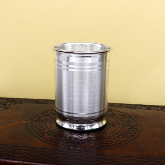 Pure 999 fine silver handmade vessel, water/milk Glass tumbler, silver flask, baby kids silver utensils stay healthy gift article sv104 - TRIBAL ORNAMENTS