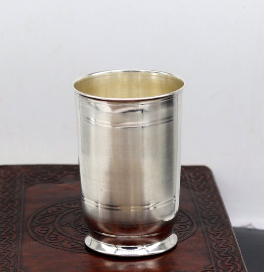 Pure 999 fine silver handmade water and milk tumbler, silver flask, and baby silver utensils by TRIBAL ORNAMENTS.