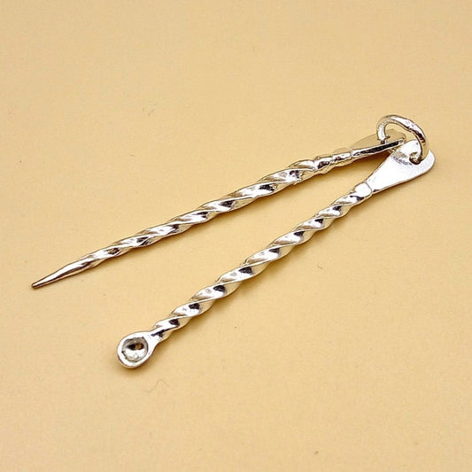 Silver handmade teeth cleaner and ear wax removal silver sticks fabulous twisted shape design - TRIBAL ORNAMENTS