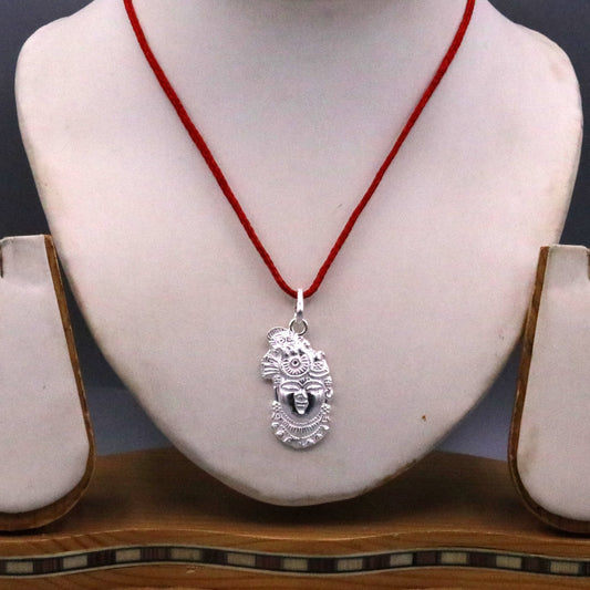Solid silver handmade indian idol krishna shreenathji pendant from Rajasthan India god shree krishna pendant locket nsp01 - TRIBAL ORNAMENTS