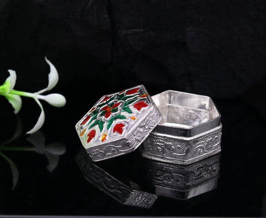 solid silver utensils trinket box, eyes kajal box, kumkum box/casket box, container box, jewelry box, silver utensils, vessels stb61 - TRIBAL ORNAMENTS