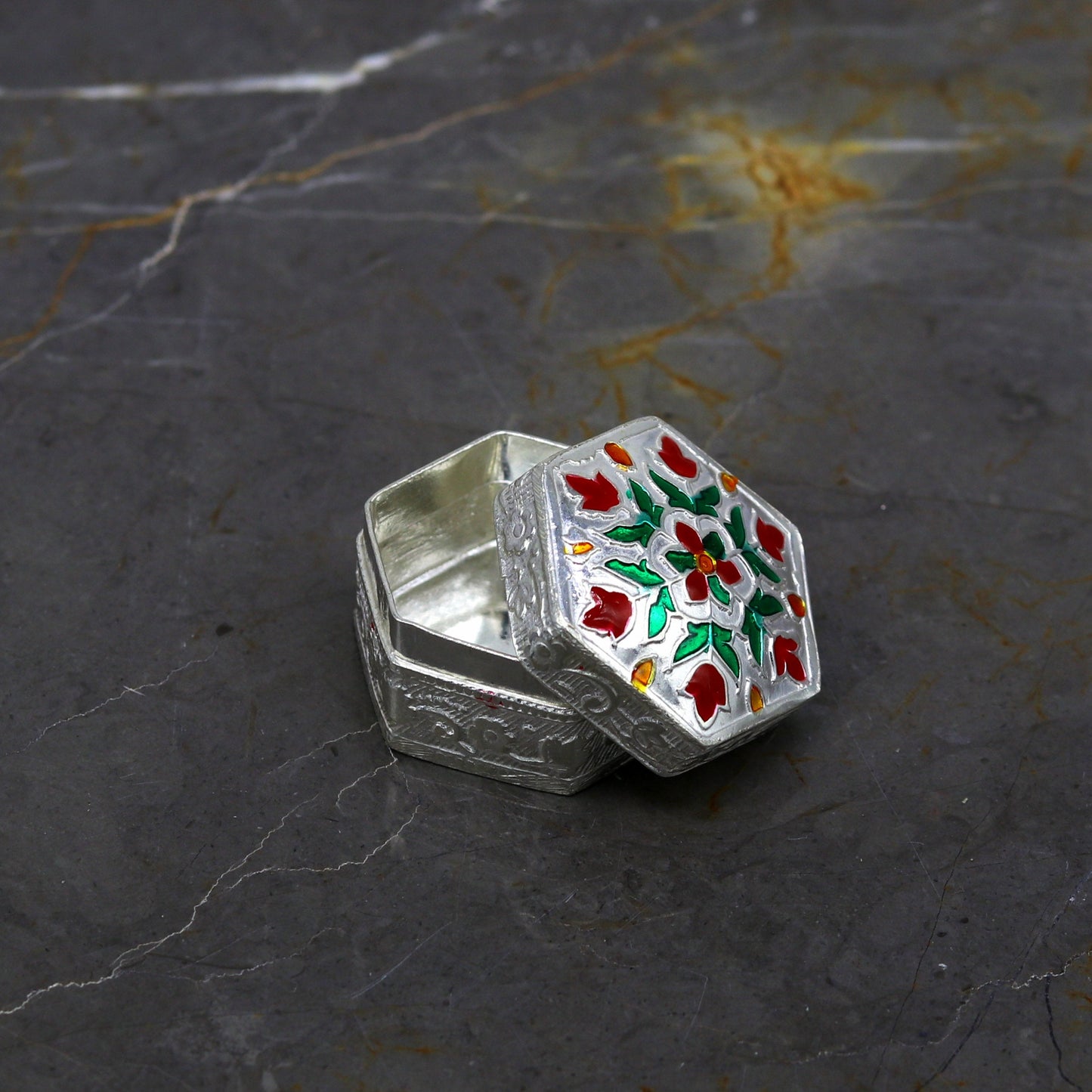 solid silver utensils trinket box, eyes kajal box, kumkum box/casket box, container box, jewelry box, silver utensils, vessels stb61 - TRIBAL ORNAMENTS