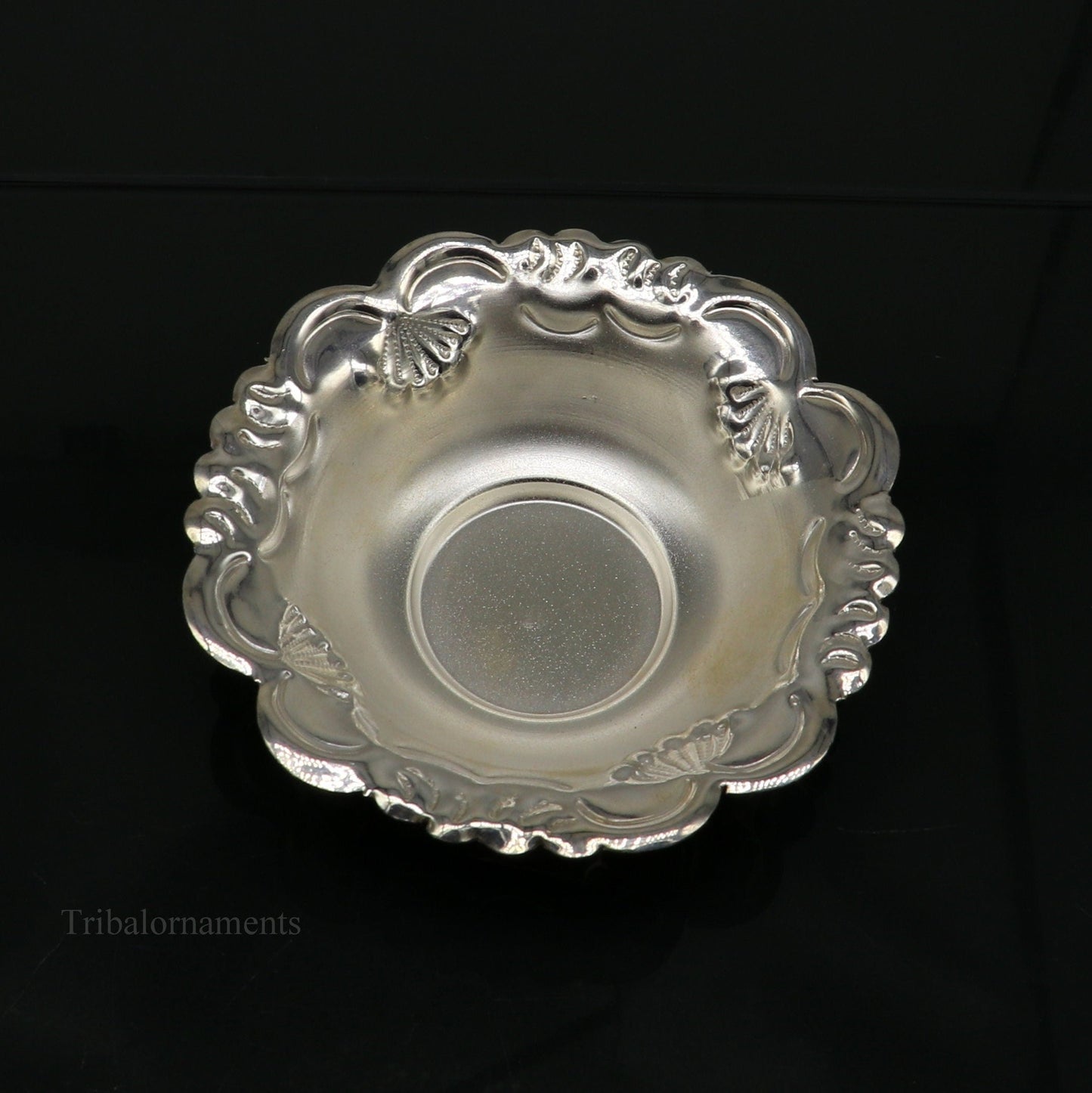 Solid sterling silver exclusive handcrafted work light weight bowl, puja utensils, silver article, silver utensils, silver vessel sv238 - TRIBAL ORNAMENTS