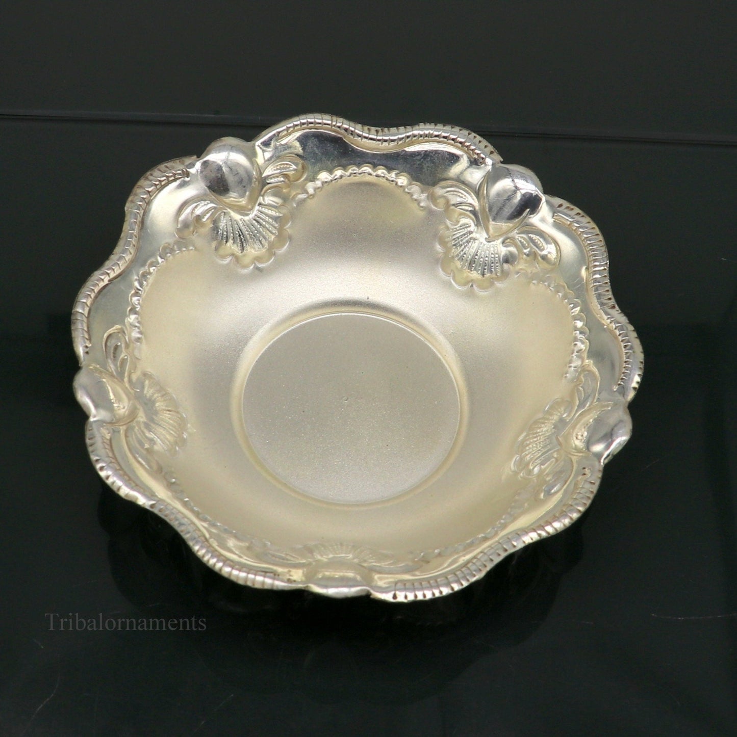 Solid sterling silver exclusive handcrafted work light weight bowl, puja utensils, silver article, silver utensils, silver vessel sv239 - TRIBAL ORNAMENTS