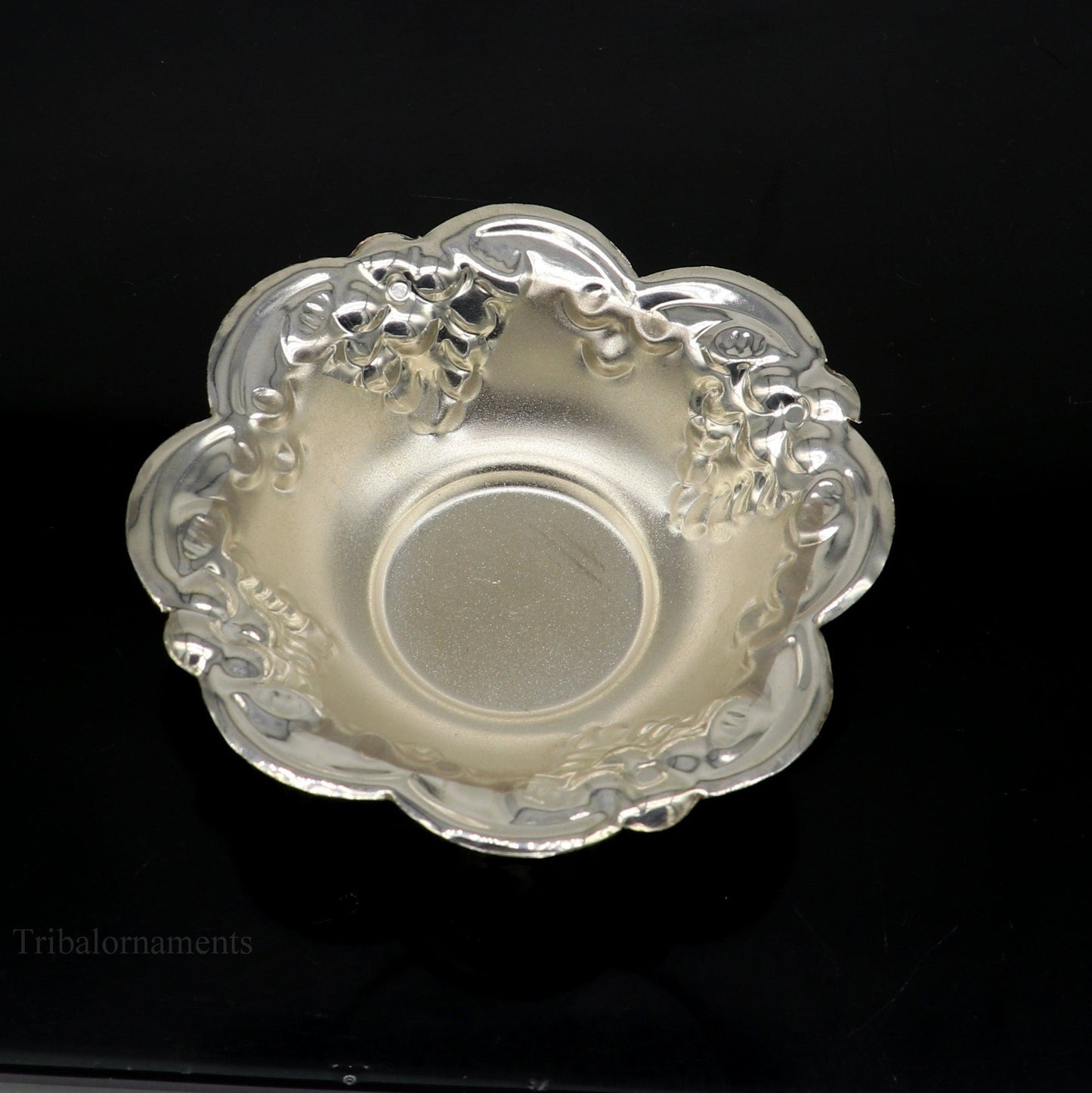 Solid sterling silver exclusive handcrafted work light weight bowl, puja utensils, silver article, silver utensils, silver vessel sv244 - TRIBAL ORNAMENTS