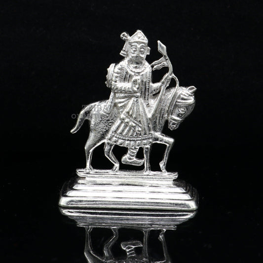 solid sterling silver handmade Tribal deity lord Ramdevji runicha best home or vehicle silver article statue su737 - TRIBAL ORNAMENTS