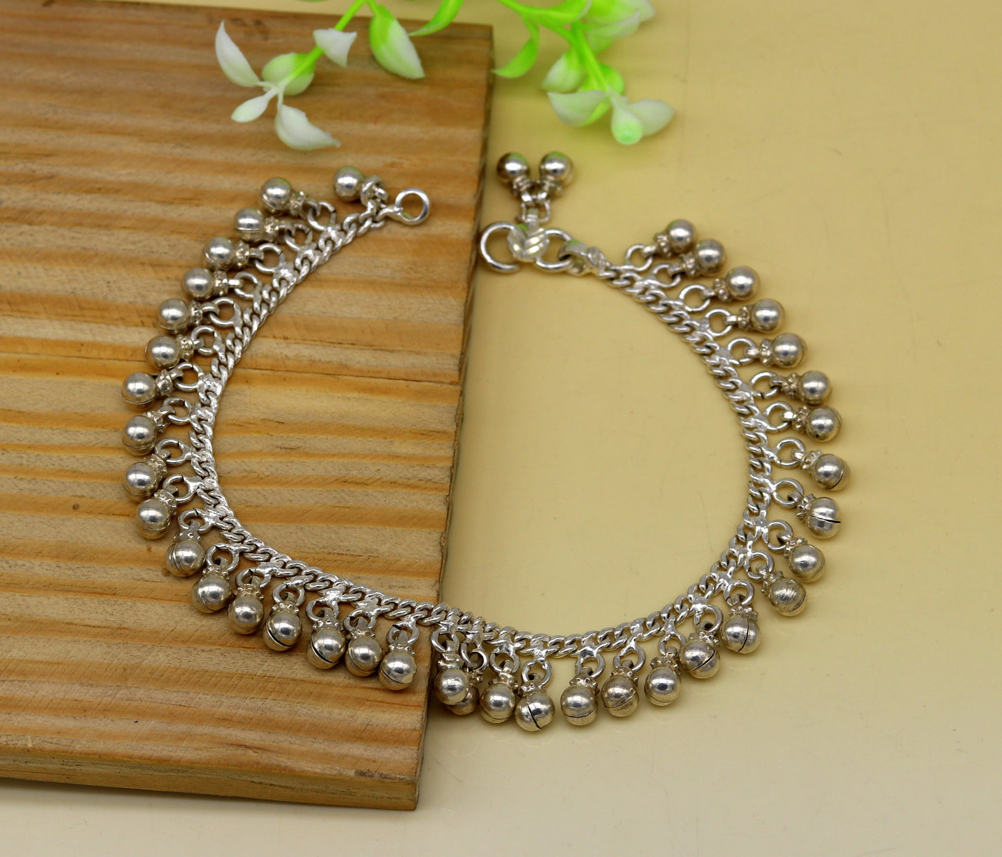 Solid sterling silver handmade vintage antique noisy single anklet ,amazing ethnic tribal ankle jewelry belly dance jewelry ank244 - TRIBAL ORNAMENTS