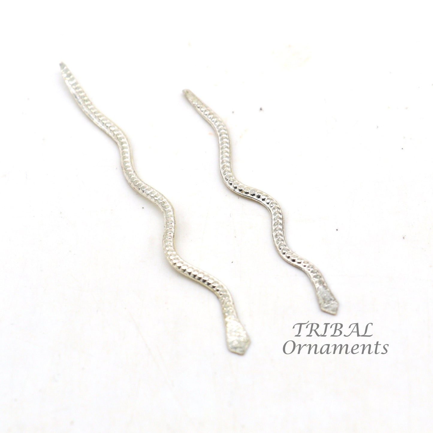 Sterling silver handmade Nag Nagin snake joda pair for puja or worshipping su967 - TRIBAL ORNAMENTS