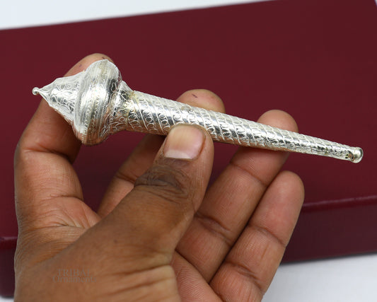 Sterling silver handmade vintage style lord Hanuman Gada/Mace, divine gift for idol hanuman for best wishes puja articles su607 - TRIBAL ORNAMENTS