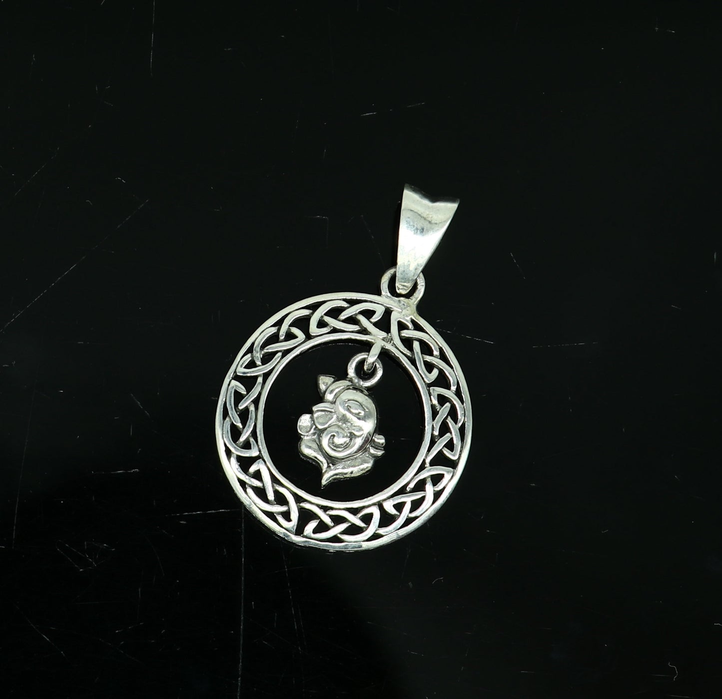 Sterling silver Lord Ganesha pendant with vintage design, handmade unisex jewelry, personalized style, by TRIBAL ORNAMENTS.