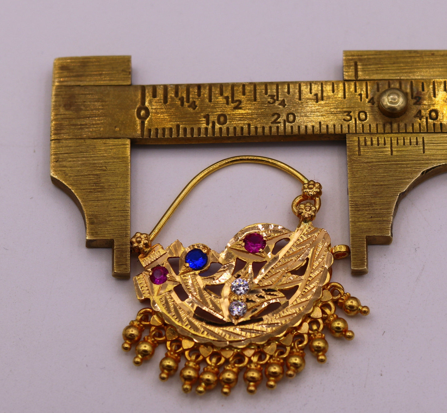 vintage antique handmade 22karat yellow gold solid tribal style hanging bells earrings hoops india jewelry - TRIBAL ORNAMENTS