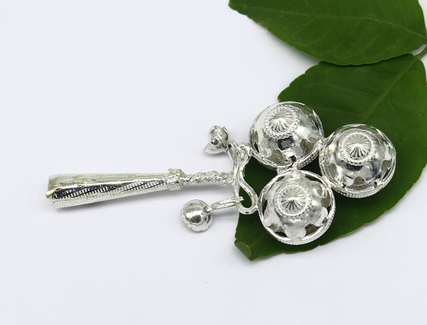 Vintage antique style handmade design new born baby gifting bells toy, baby krishna gifting toy, gift to idol krishna, silver article su339 - TRIBAL ORNAMENTS