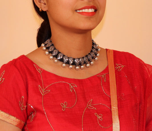 Vintage customized design handmade 925 sterling silver charm necklace choker adjustable belly dance personalized tribal jewelry set81 - TRIBAL ORNAMENTS