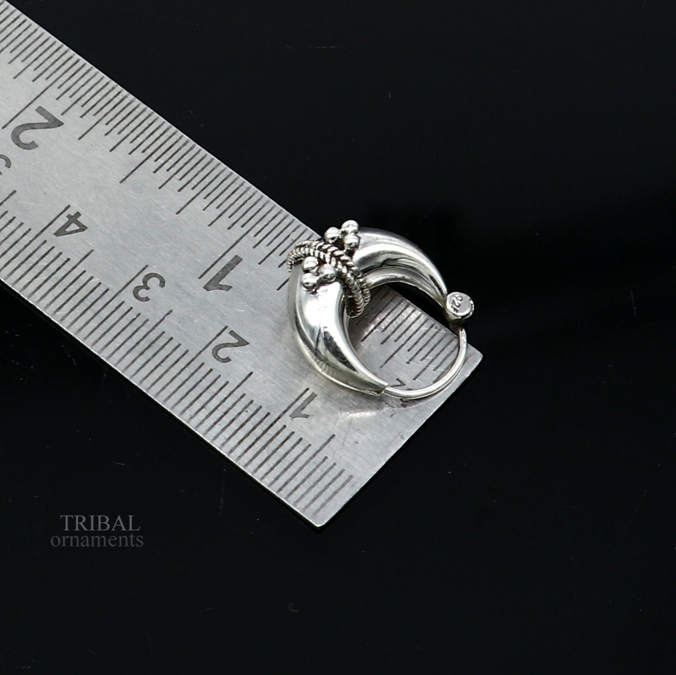 Vintage tribal silver hoop earrings from Rajasthan, handcrafted 925 sterling silver fabulous unisex jewelry by Tribal Ornaments.