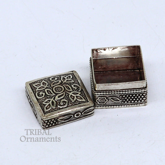 Vintage design 925 sterling silver handmade trinket box, eye kajal box, container box, kumkum box, sindur box, best brides gift stb739 - TRIBAL ORNAMENTS