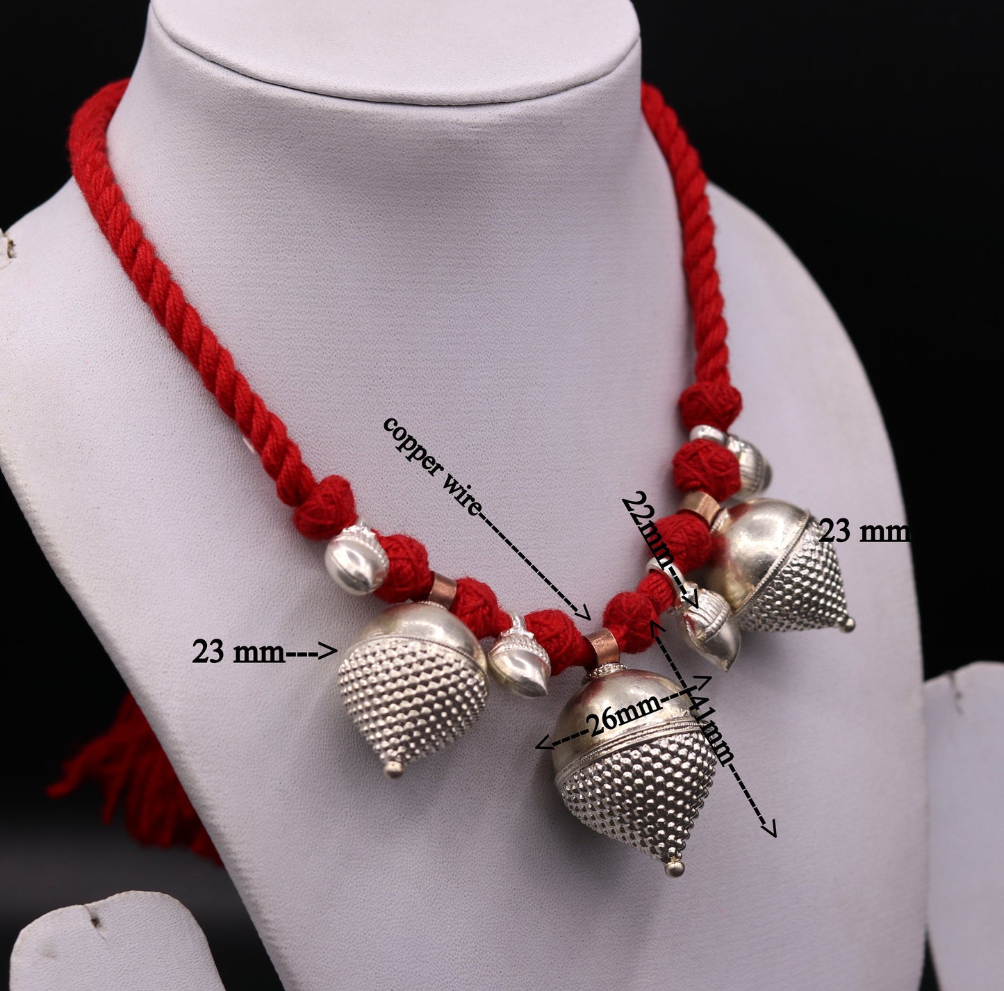 Vintage sterling silver tribal necklace and belly dance jewelry set with intricate design from Rajasthan, India by TRIBAL ORNAMENTS.