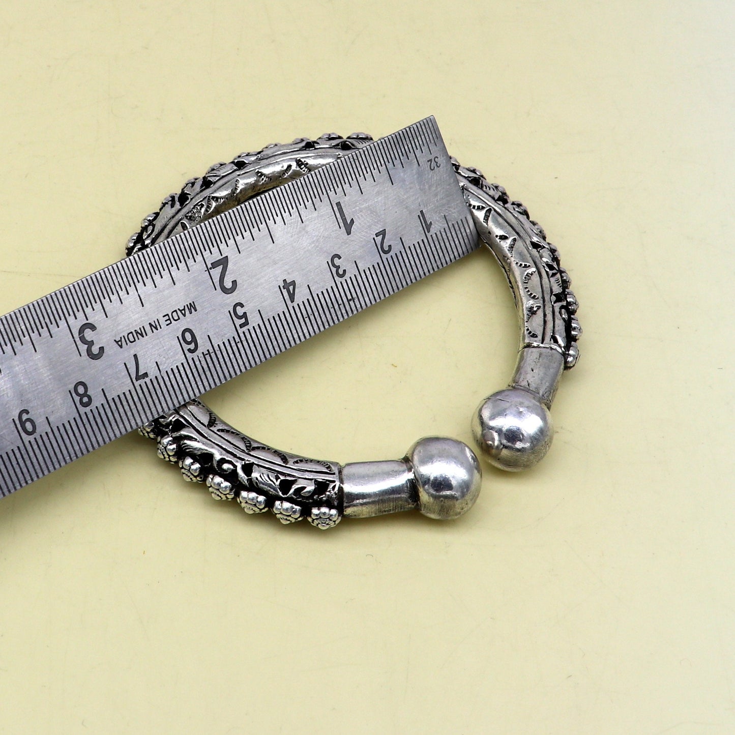 Vintage design customize tribal design chitai work kandrai work stylish cuff bracelet bangle kada, 925 sterling silver jewelry nssk307 - TRIBAL ORNAMENTS