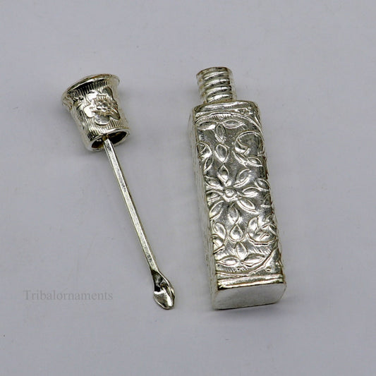 Vintage floral design royal bridal queen 925 sterling silver trinket box, container box, sindur/kumkum box, Vermilion bridal art stb196 - TRIBAL ORNAMENTS