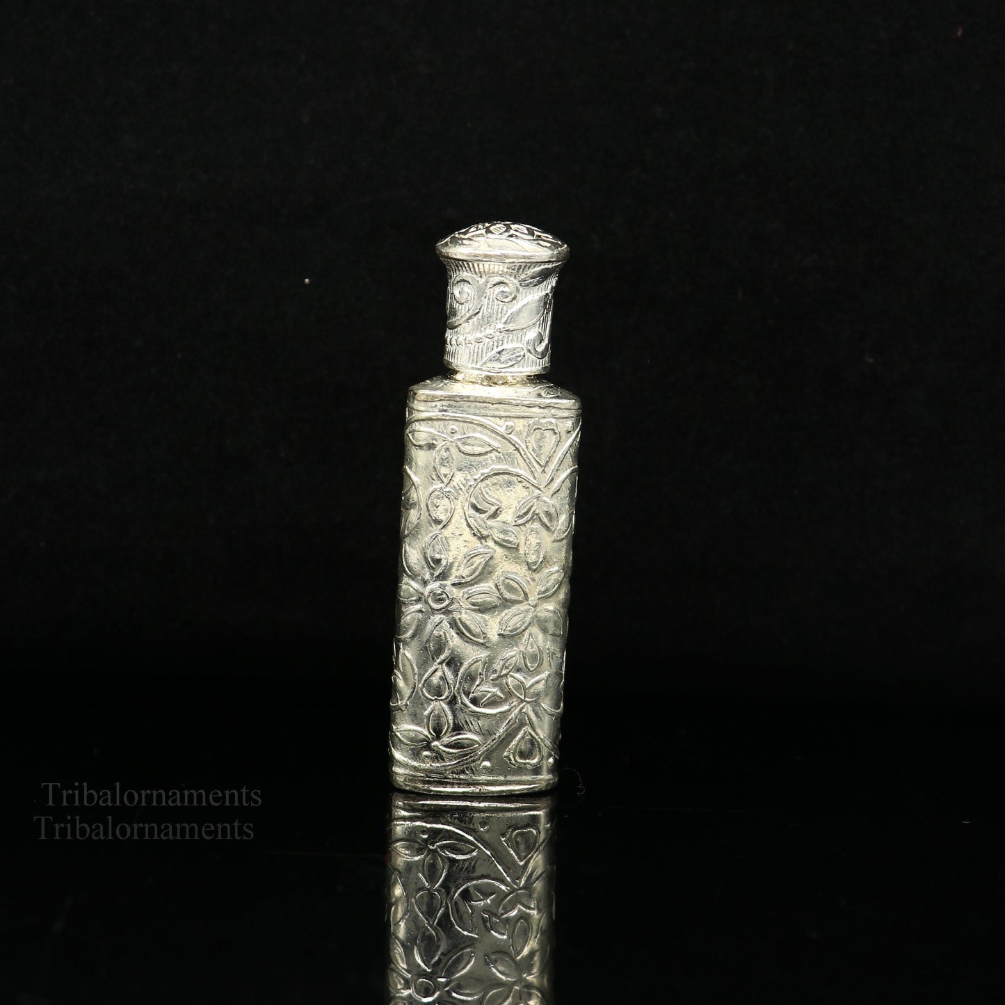 Vintage floral design royal bridal queen style sterling silver trinket box, container box, sindur/kumkum box, Vermilion bridal art stb258 - TRIBAL ORNAMENTS