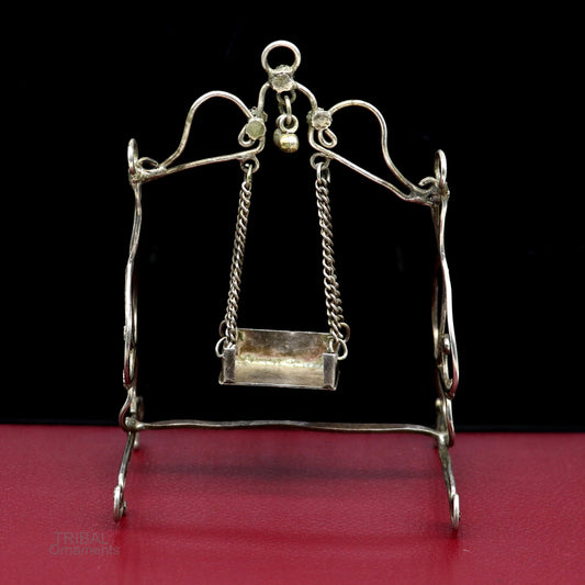 Vintage old swing Sterling silver handmade Bal Gopala jhula, crawling Krishna swing, silver jhula, laddu gopal jhula osu01 - TRIBAL ORNAMENTS