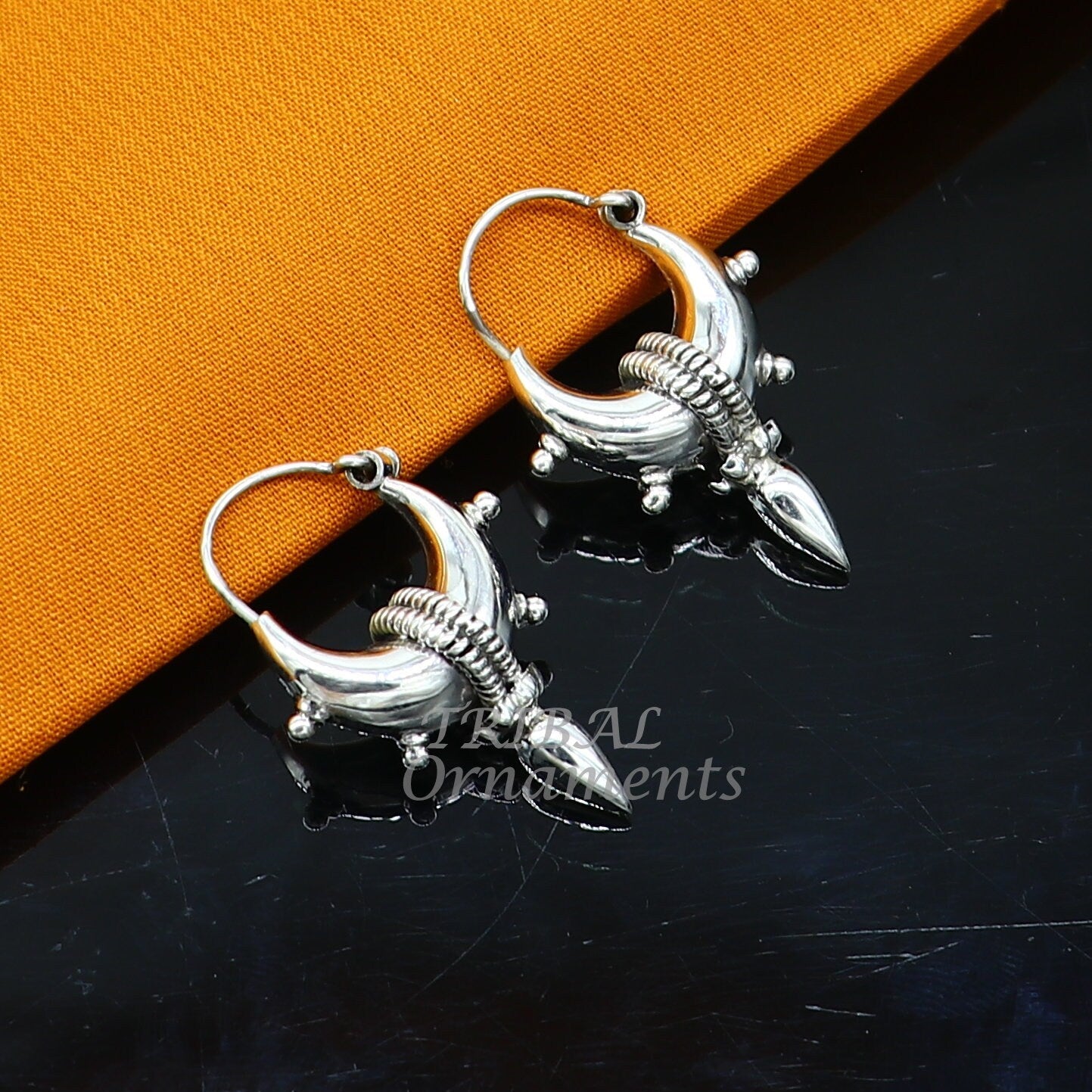 Vintage style 925 sterling silver handmade unique traditional cultural ethnic hoops earring bali for men's/girl's best dancing jewelry s1126 - TRIBAL ORNAMENTS