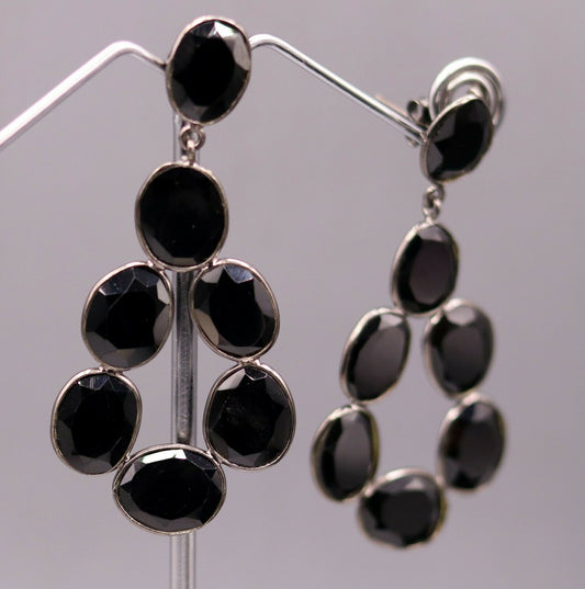 FABULOUS ONYX BOLLYWOOD STYLE 925 SILVER GORGEOUS STUD EARRING DANGLE s154 - TRIBAL ORNAMENTS