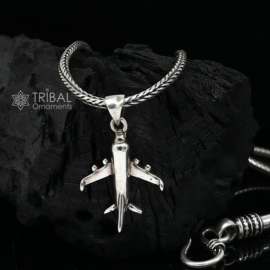 925 pure silver Divine AEROPLANE/Fiter jet pendant best gifting pendant, wheat chain necklace locket delicate unisex jewelry NSP754 - TRIBAL ORNAMENTS