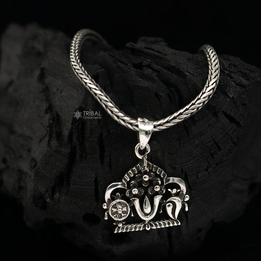 925 pure silver Divine Swaminarayana pendant best gifting pendant, wheat chain necklace locket best gifting delicate unisex jewelry NSP731 - TRIBAL ORNAMENTS