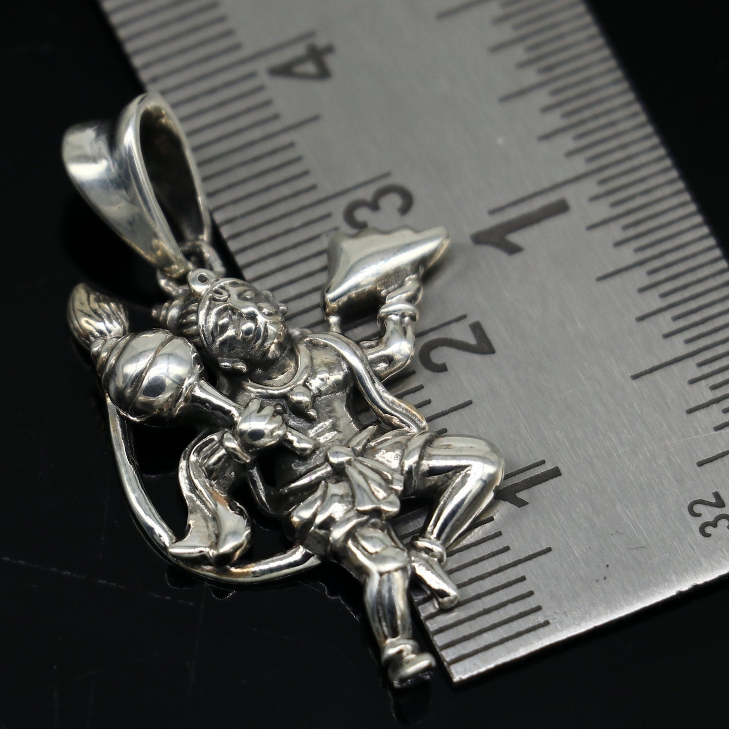 Sterling silver Lord Hanuman/BajaranBali pendant with vintage style, intricate tribal design, unisex jewelry, handcrafted by TRIBAL ORNAMENTS.