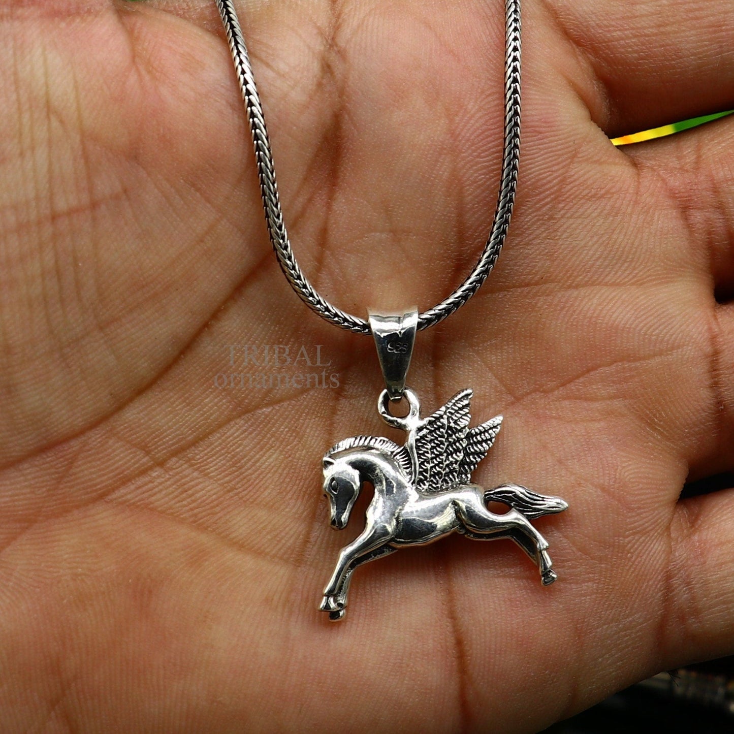 925 sterling silver horse and unicorn pendant by TRIBAL ORNAMENTS, elegant vintage jewelry for boys and girls, stylish and divine.
