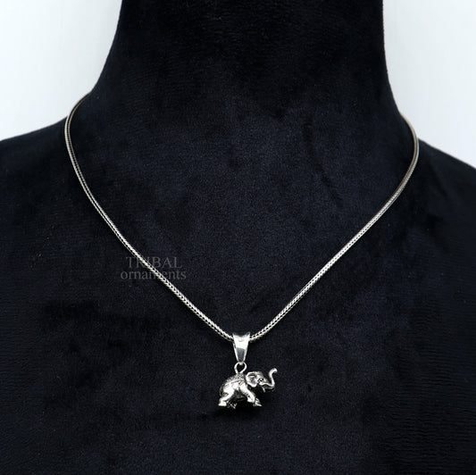 925 sterling silver handmade solid design small elephant pendant amazing exclusive divine lucky pendant necklace gifting jewelry ssp1680 - TRIBAL ORNAMENTS