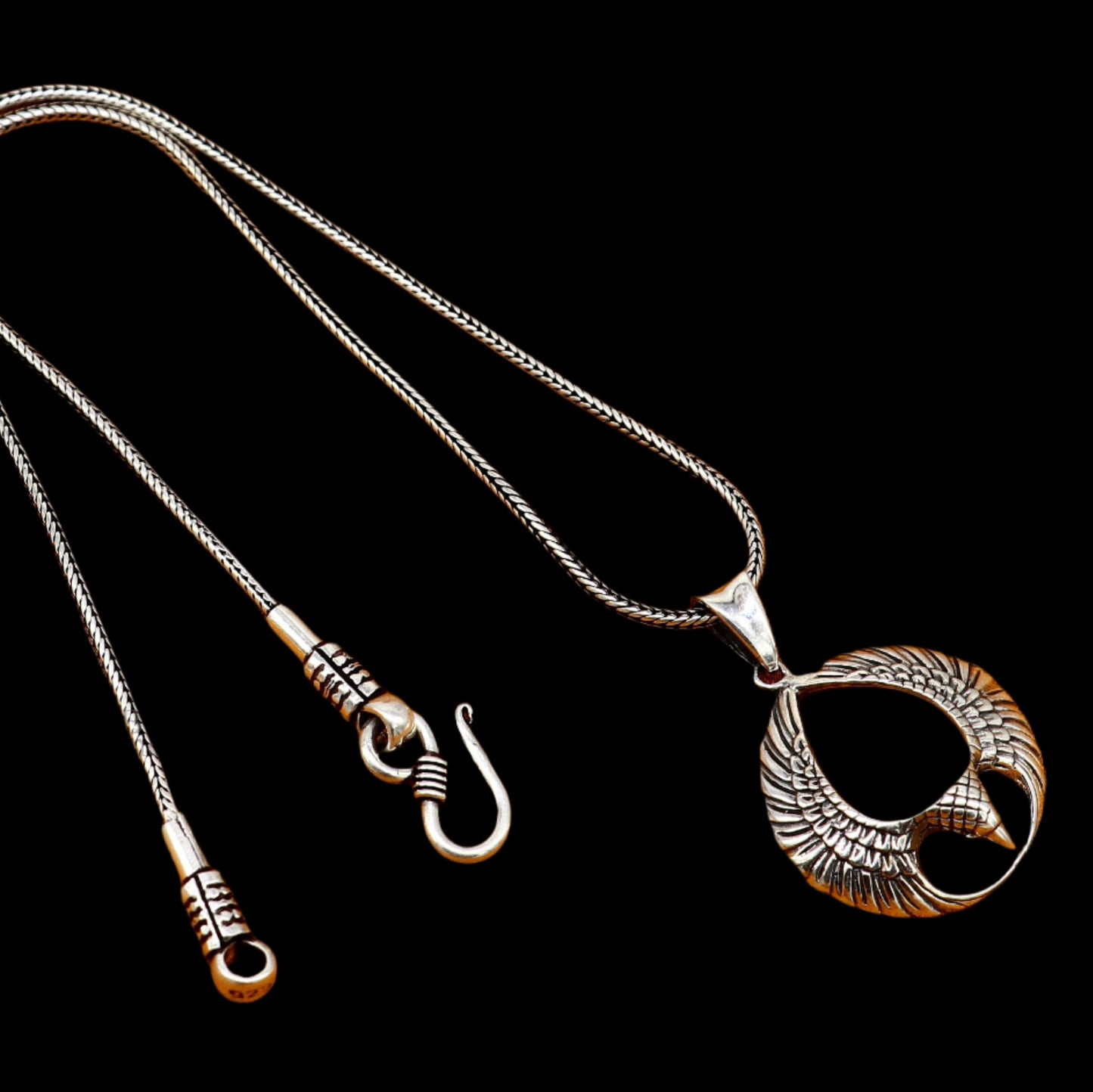 925 sterling silver Hindu idol Lord Vishnu vahan Garuda eagle pendant, excellent gifting unisex locket pendant customized jewelry ssp1435 - TRIBAL ORNAMENTS