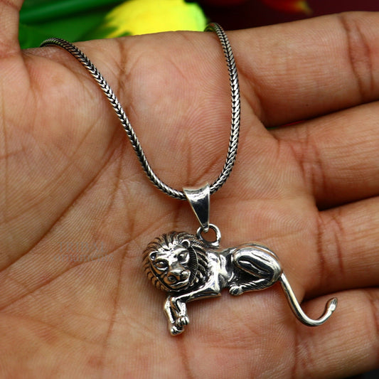 Amazing unique Elegant 925 sterling silver handmade lion design pendant solid pendant, best unisex gifting jewelry from india ssp1461 - TRIBAL ORNAMENTS