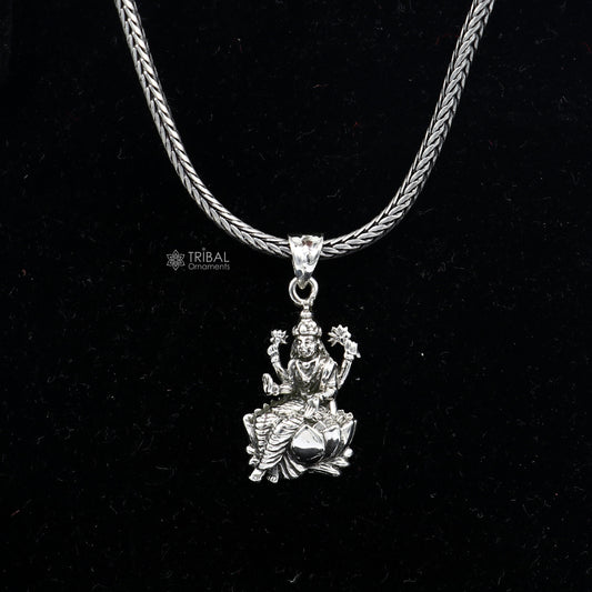 925 Sterling silver handmade unique exclusive design goddess saraswati or sharda pendant best student jewelry nsp692 - TRIBAL ORNAMENTS