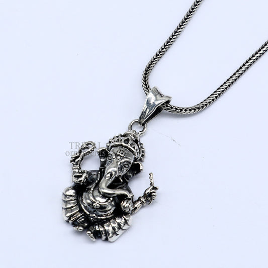 Vintage trendy 925 sterling silver handmade Lord Ganesha pendant, amazing stylish unisex pendant personalized jewelry ssp1416 - TRIBAL ORNAMENTS