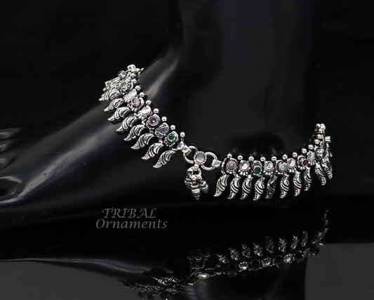 10.5" Inches long handmade 925 sterling silver fabulous color stone customized anklet bracelet, amazing anklets belly dance jewelry ank522 - TRIBAL ORNAMENTS