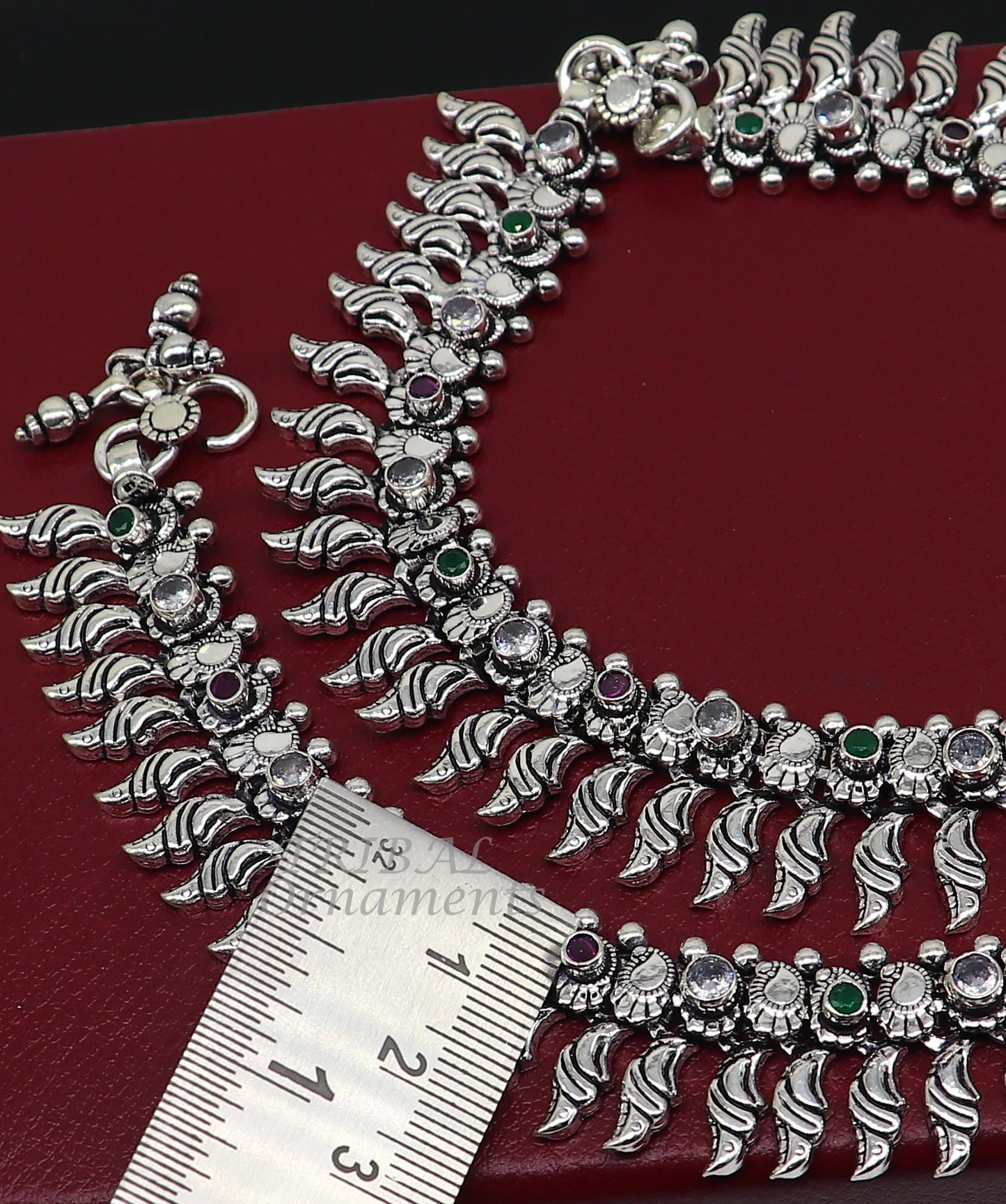 10.5" Inches long handmade 925 sterling silver fabulous color stone customized anklet bracelet, amazing anklets belly dance jewelry ank522 - TRIBAL ORNAMENTS