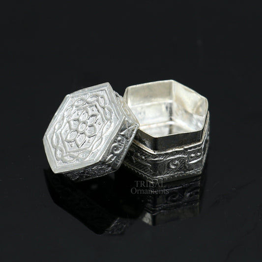 925 sterling silver trinket box, kajal box/casket box bridal square shape box collection, container box, eyeliner box gifting art stb352 - TRIBAL ORNAMENTS