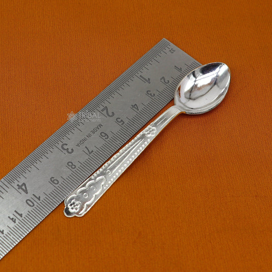 925 sterling silver handmade solid silver spoon for new born baby serving, silver has antibacterial properties, keep stay healthy sv282 - TRIBAL ORNAMENTS