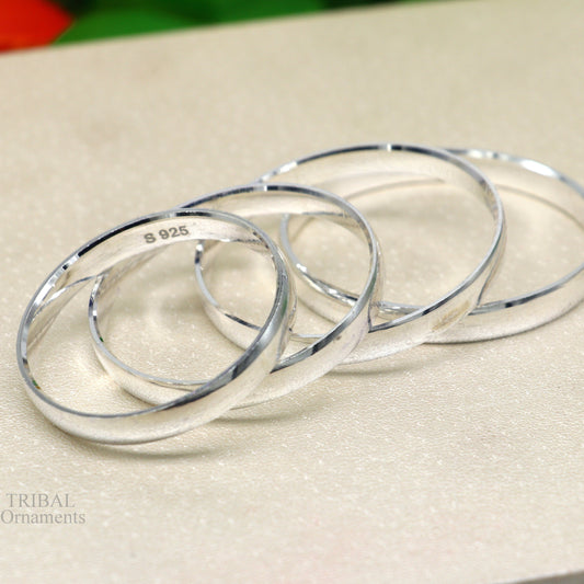 6mm 925 sterling silver baby bracelet bangle with unisex design, handmade solid silver kada for kids, tribal ornamments jewelry.