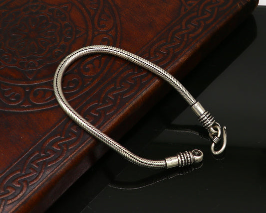 8.5" long 4mm 925 fine sterling silver customized vintage designer amazing snake chain unisex bracelet jewelry from Rajasthan india sbr213 - TRIBAL ORNAMENTS