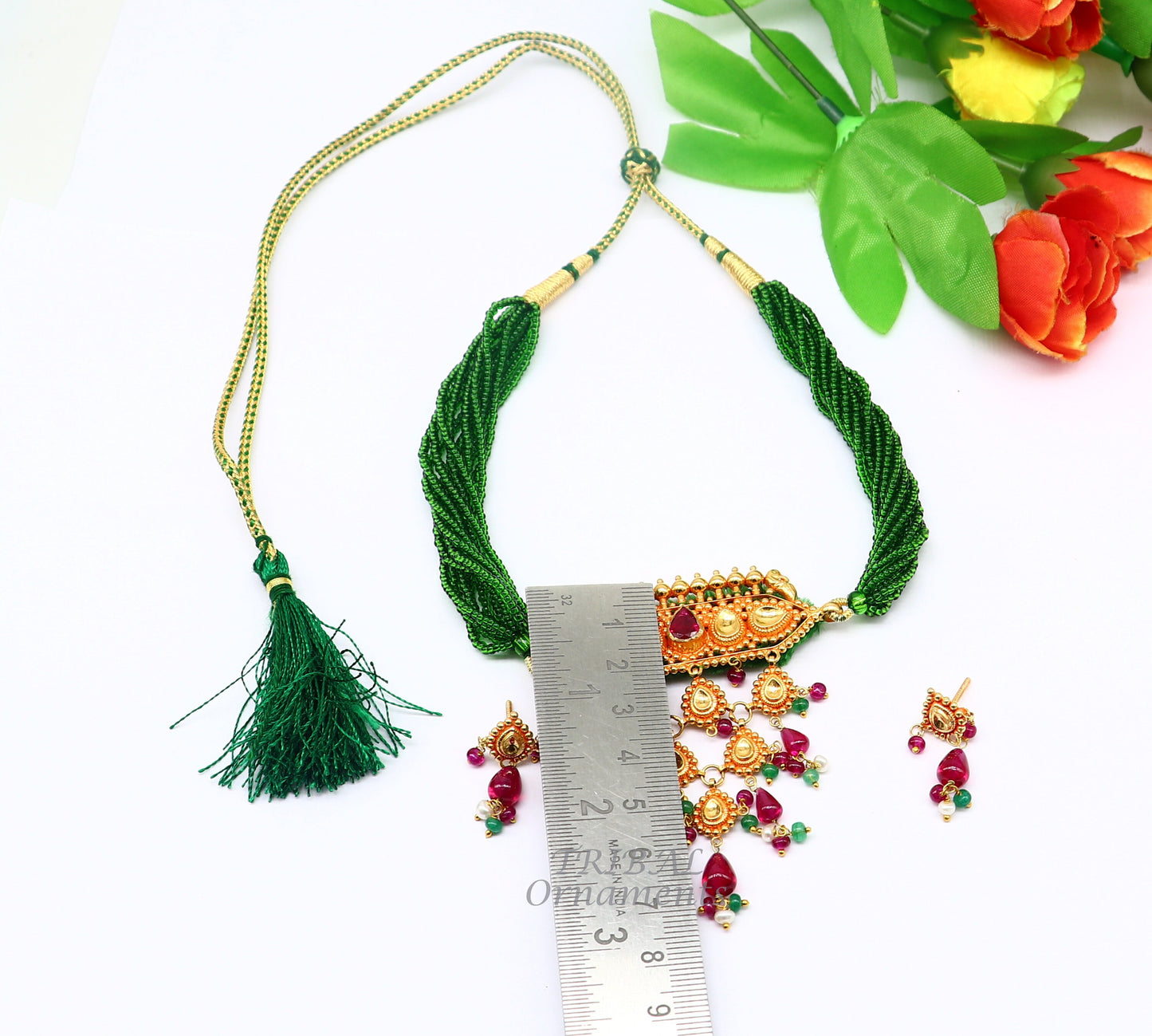 22 karat yellow gold Vintage traditional Rajputana Necklace gorgeous Rajwadi poshak necklace wedding jewelry set92 - TRIBAL ORNAMENTS