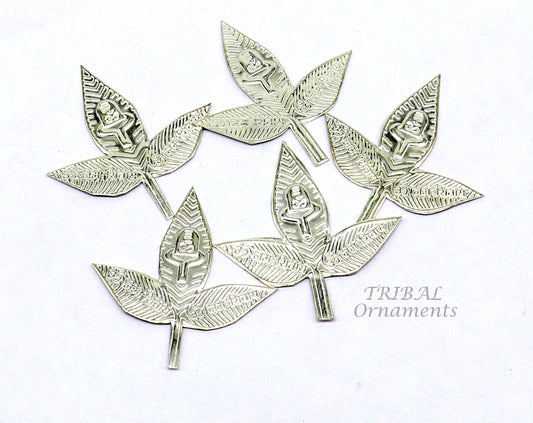 4.5cm Lord Shiva bel Patra Solid silver handmade solid belva patra, shiva worshipping/ puja article, bel tree leaves for puja su965 - TRIBAL ORNAMENTS