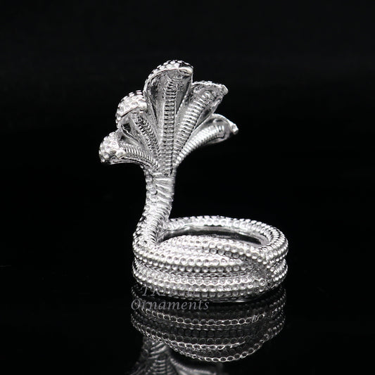 925 Solid silver handmade Divine Sheshnag holy Small snake or shiva snake for puja or worshipping, solid Diwali puja article art564 - TRIBAL ORNAMENTS